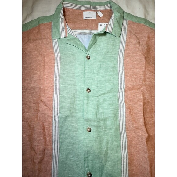 Asos Design Boxy Colorful Stripe Linen Blend Button Up Shirt Men's LARGE NWT - Picture 3 of 8